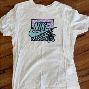Nike White Tee with Purple and Blue Graphic